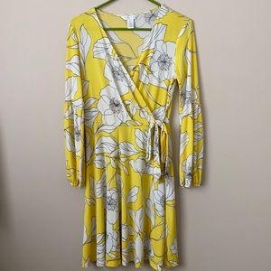 London Times Yellow Wrap Dress